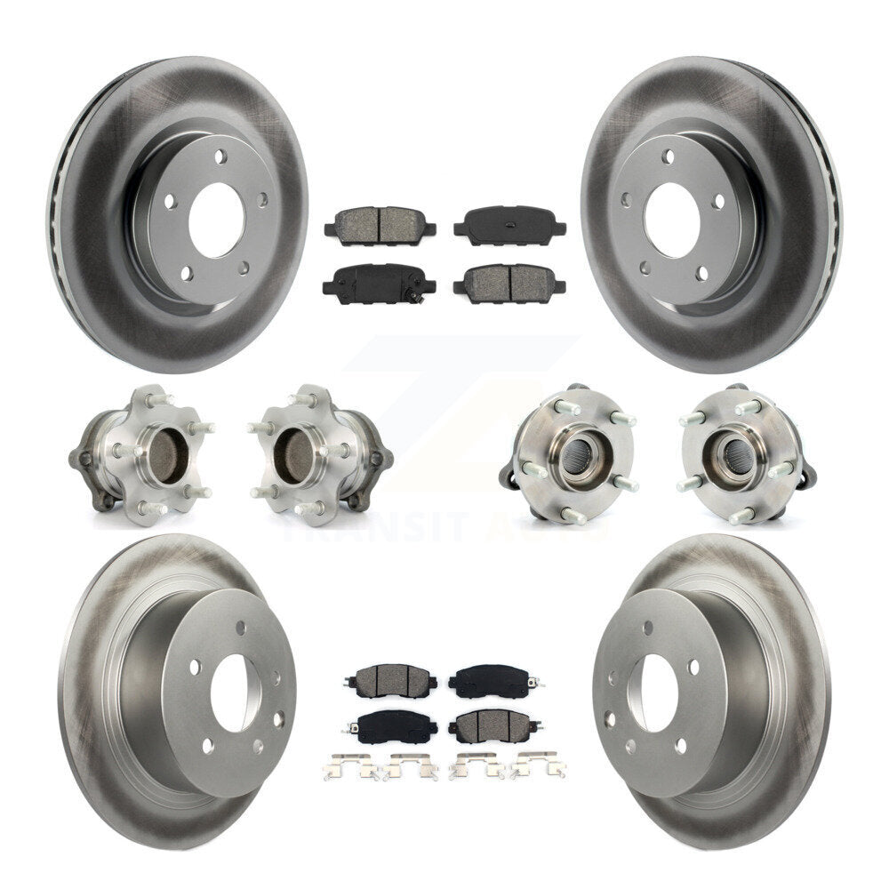 Hub Bearing Coated Disc Brake Rotor Pads Front Rear Kit (10Pc) For Nissan Altima