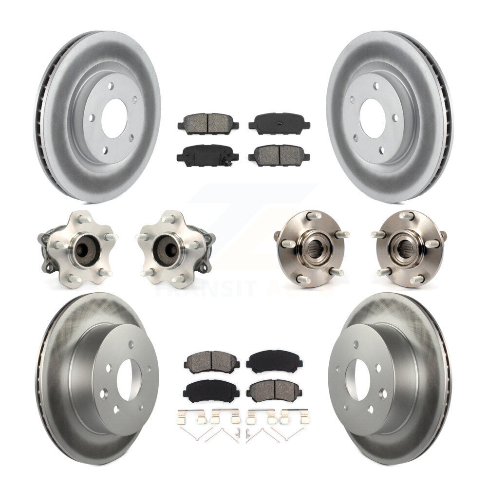 Hub Bearing Coated Brake Rotor Pad Front Rear Kit (10Pc) For Nissan Rogue Select