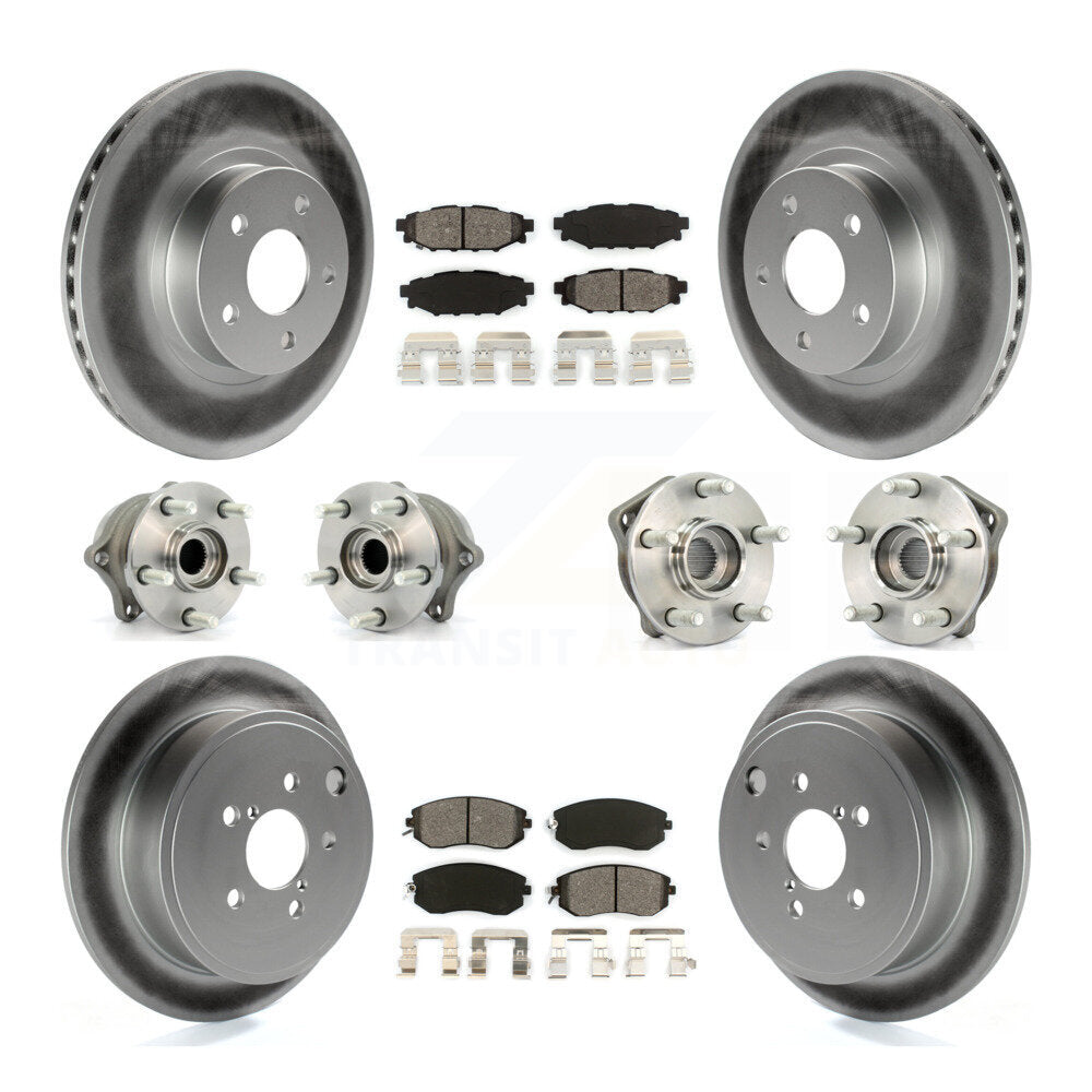 Hub Bearing Coated Disc Brake Rotor Pad Front Rear Kit (10Pc) For Subaru Impreza
