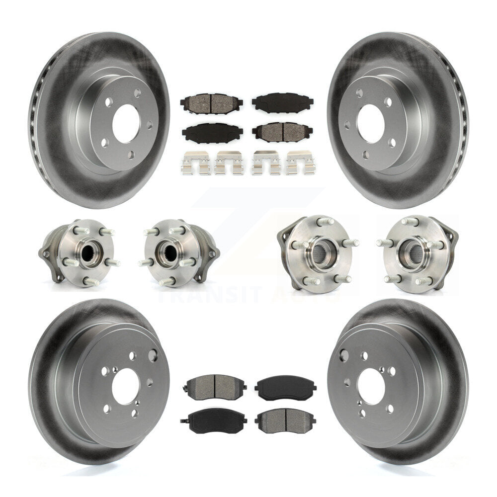Hub Bearing Coated Disc Brake Rotor Pad Front Rear Kit (10Pc) For Subaru Impreza