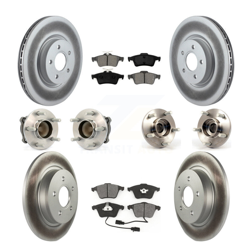 Hub Bearing Coated Brake Rotor & Pad Front Rear Kit (10Pc) For Volvo S40 V50 C70