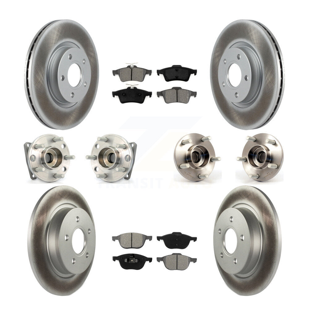 Hub Bearing Coated Brake Rotor & Pad Front Rear Kit (10Pc) For Volvo S40 V50 AWD