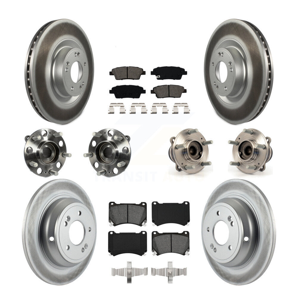 Hub Bearing Coat Brake Rotor Pads Front Rear Kit (10Pc) For Hyundai Genesis 5.0L