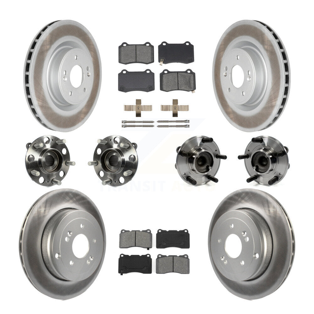 Hub Bearing Coat Brake Rotor Pad Front Rear Kit (10Pc) For Hyundai Genesis Coupe