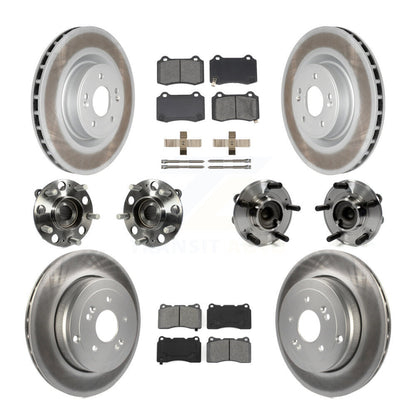 Hub Bearing Coat Brake Rotor Pad Front Rear Kit (10Pc) For Hyundai Genesis Coupe