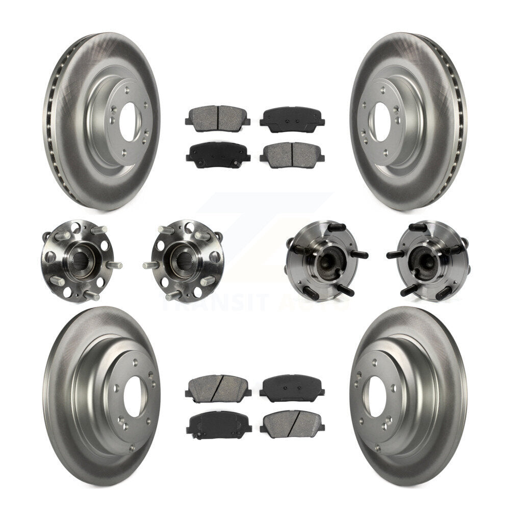 Hub Bearing Coat Brake Rotor Pad Front Rear Kit (10Pc) For Hyundai Genesis Coupe