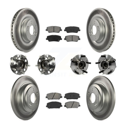Hub Bearing Coat Brake Rotor Pad Front Rear Kit (10Pc) For Hyundai Genesis Coupe