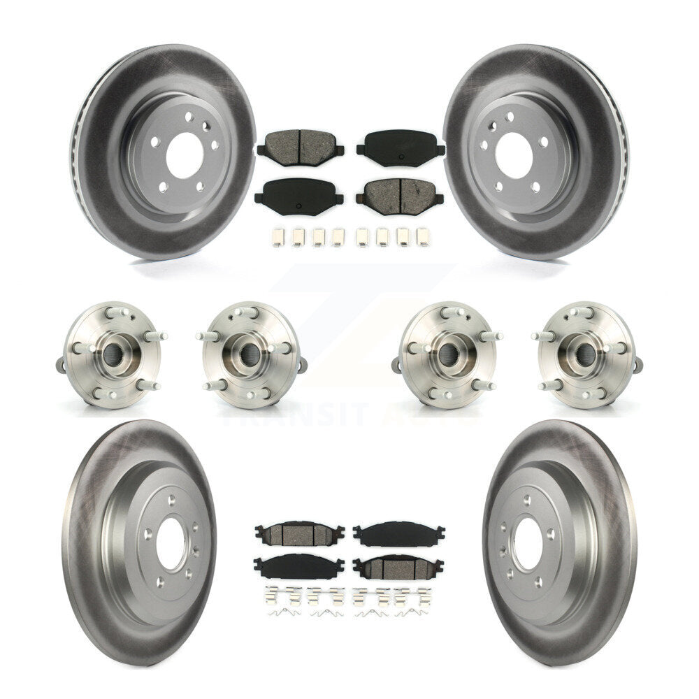 Hub Bearing Coated Disc Brake Rotor Pads Front Rear Kit (10Pc) For Ford Explorer