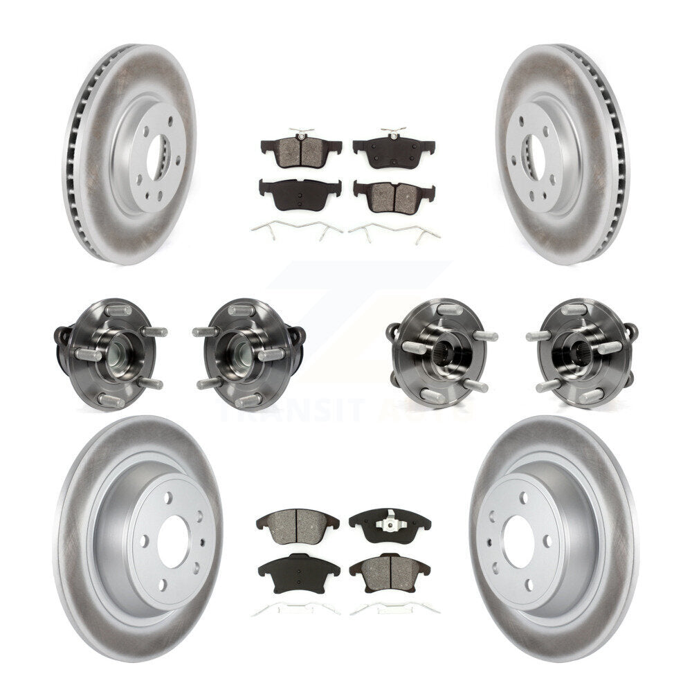 Hub Bearing Coated Brake Rotor Pad Front Rear Kit (10Pc) For Ford Fusion Lincoln