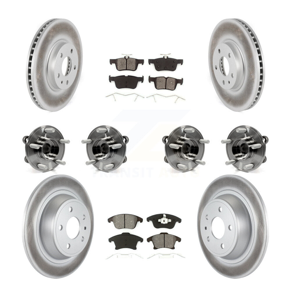 Hub Bearing Coated Disc Brake Rotor & Pads Front Rear Kit (10Pc) For Ford Fusion