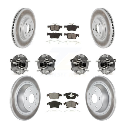 Hub Bearing Coated Disc Brake Rotor & Pads Front Rear Kit (10Pc) For Ford Fusion