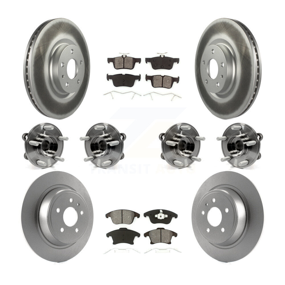 Hub Bearing Coated Disc Brake Rotor & Pads Front Rear Kit (10Pc) For Lincoln MKZ