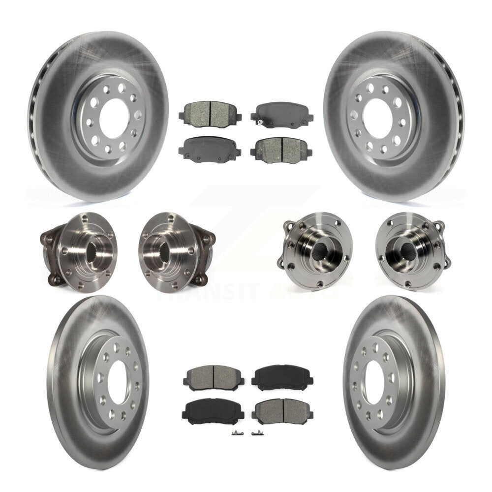 Hub Bearing Coated Brake Rotor & Pads Front Rear Kit (10Pc) For Chrysler 200 AWD