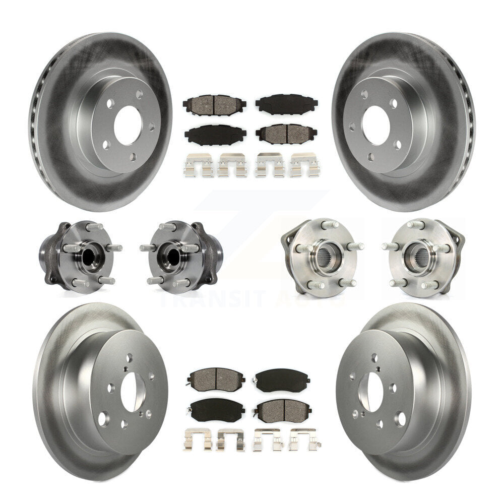 Hub Bearing Coated Disc Brake Rotor Pad Front Rear Kit (10Pc) For Subaru Impreza