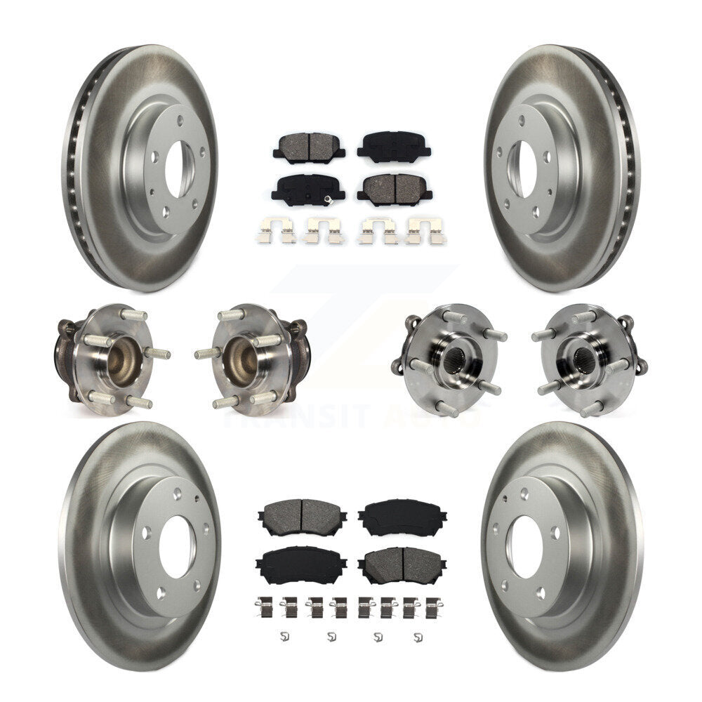 Hub Bearings Coated Disc Brake Rotors And Pads Front Rear Kit (10Pc) For Mazda 6