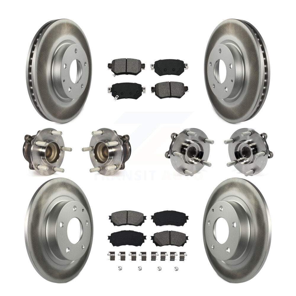 Hub Bearing Coated Brake Rotor & Pad Front Rear Kit (10Pc) For 2016-2018 Mazda 6