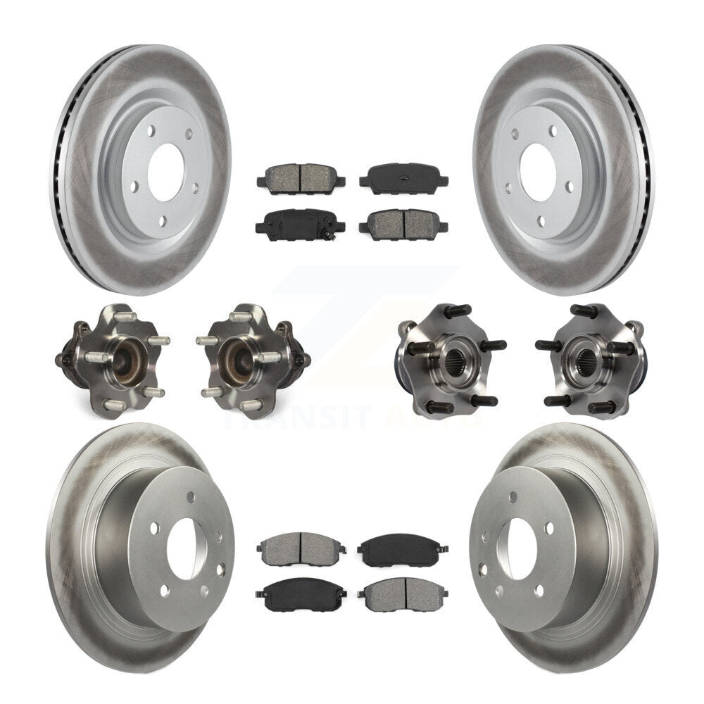 Hub Bearing Coated Disc Brake Rotor Pads Front Rear Kit (10Pc) For Nissan Sentra