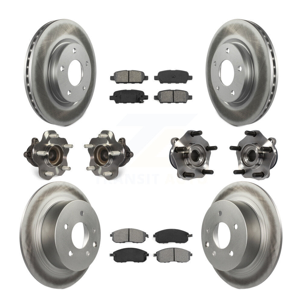 Hub Bearing Coated Disc Brake Rotor Pads Front Rear Kit (10Pc) For Nissan Sentra