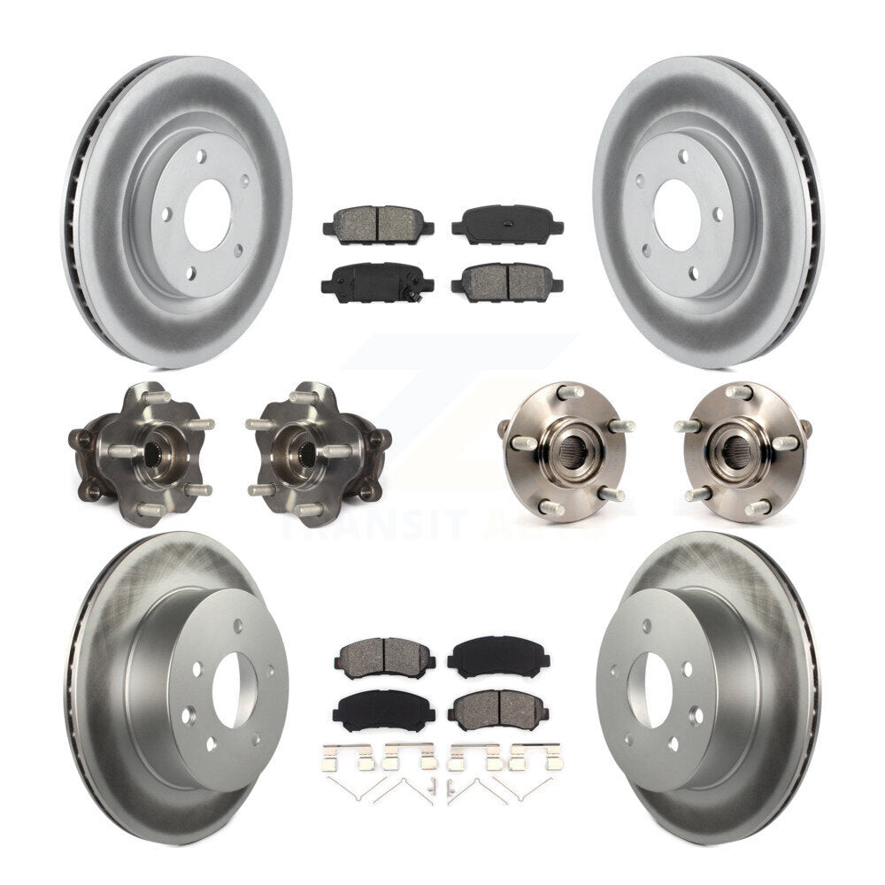 Hub Bearing Coated Brake Rotor Pad Front Rear Kit (10Pc) For Nissan Rogue Select
