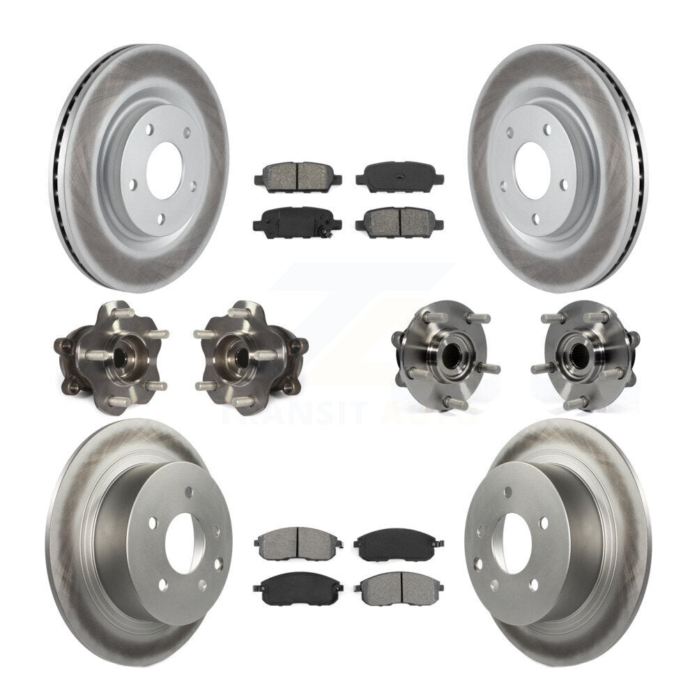 Hub Bearing Coated Disc Brake Rotor & Pads Front Rear Kit (10Pc) For Nissan Juke