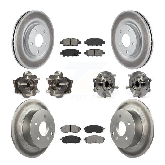 Hub Bearing Coated Disc Brake Rotor & Pads Front Rear Kit (10Pc) For Nissan Juke