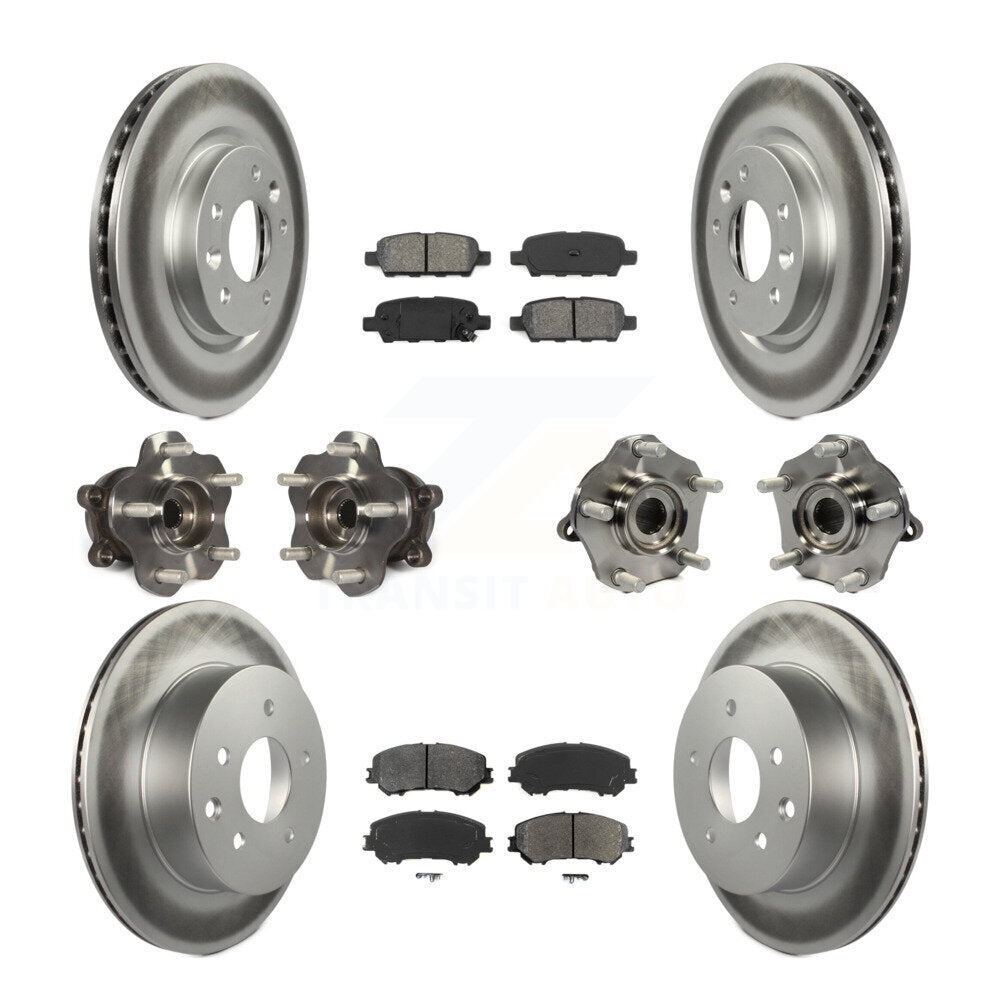 Hub Bearing Coated Brake Rotor Pads Front Rear Kit (10Pc) For Nissan Rogue Sport