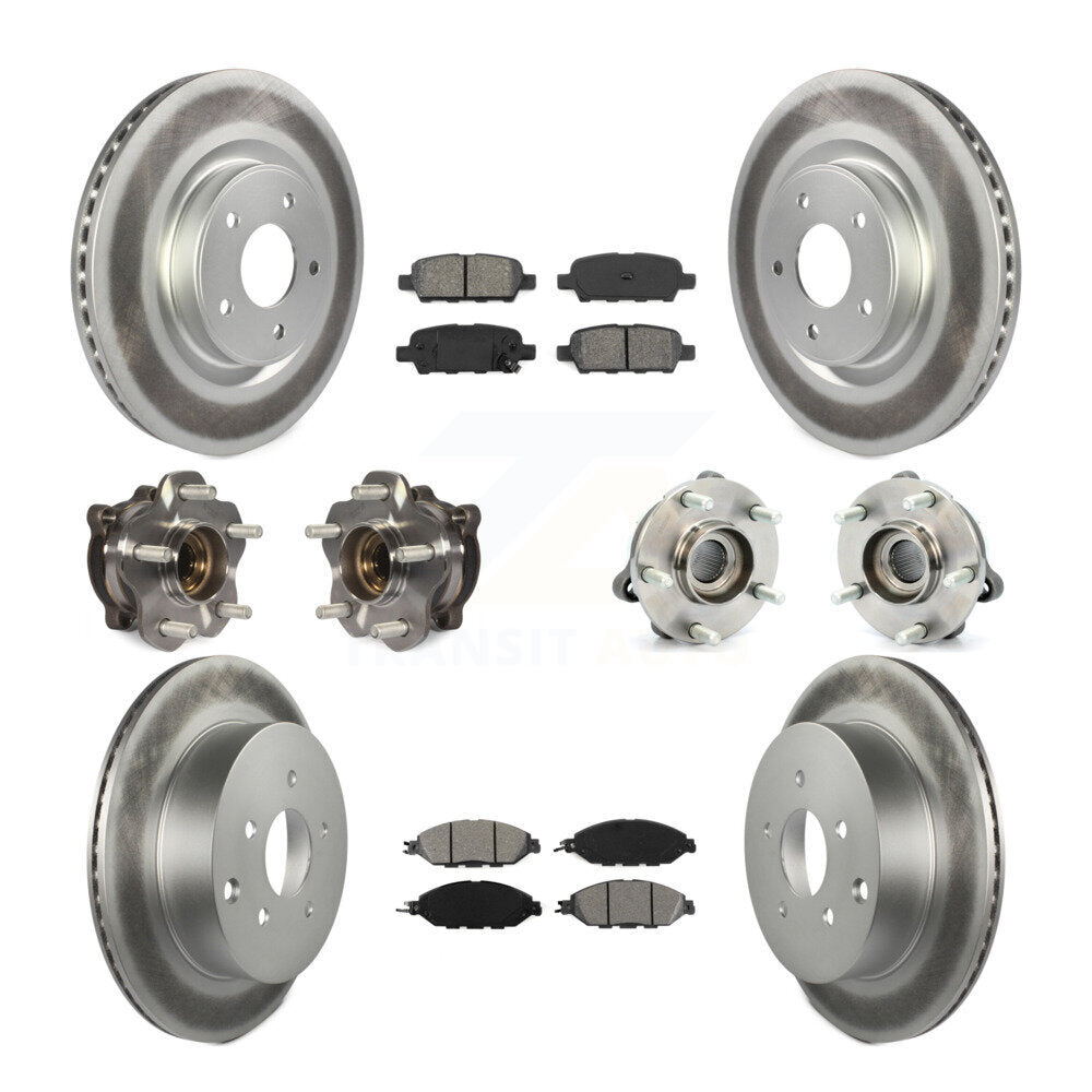 Hub Bearing Coated Brake Rotor & Pad Front Rear Kit (10Pc) For Nissan Pathfinder