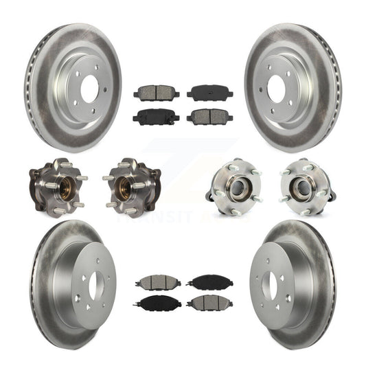 Hub Bearing Coated Brake Rotor & Pad Front Rear Kit (10Pc) For Nissan Pathfinder
