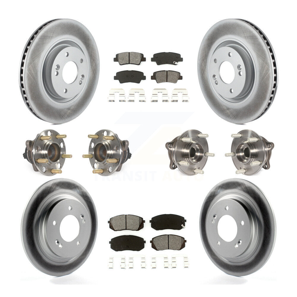 Hub Bearing Coated Disc Brake Rotor Pad Front Rear Kit (10Pc) For Hyundai Sonata