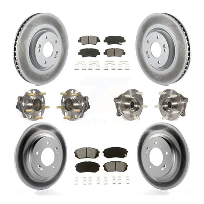 Hub Bearing Coated Disc Brake Rotor Pad Front Rear Kit (10Pc) For Hyundai Sonata
