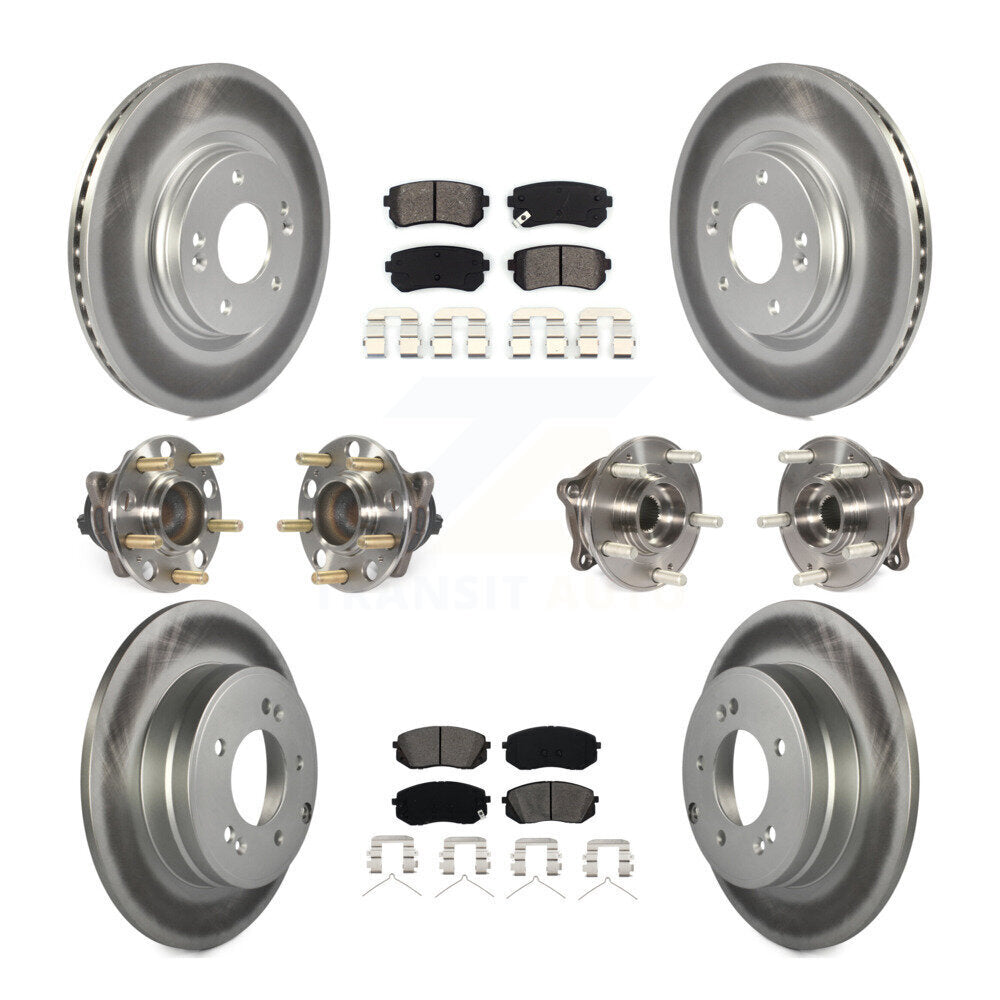 Hub Bearing Coated Disc Brake Rotor Pad Front Rear Kit (10Pc) For Hyundai Sonata