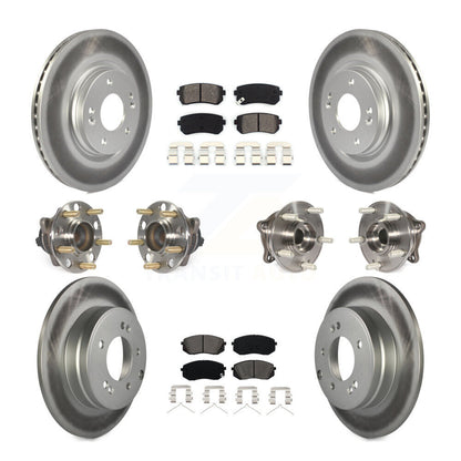 Hub Bearing Coated Disc Brake Rotor Pad Front Rear Kit (10Pc) For Hyundai Sonata