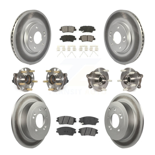 Hub Bearing Coated Brake Rotor Pads Front Rear Kit (10Pc) For Hyundai Tucson Kia