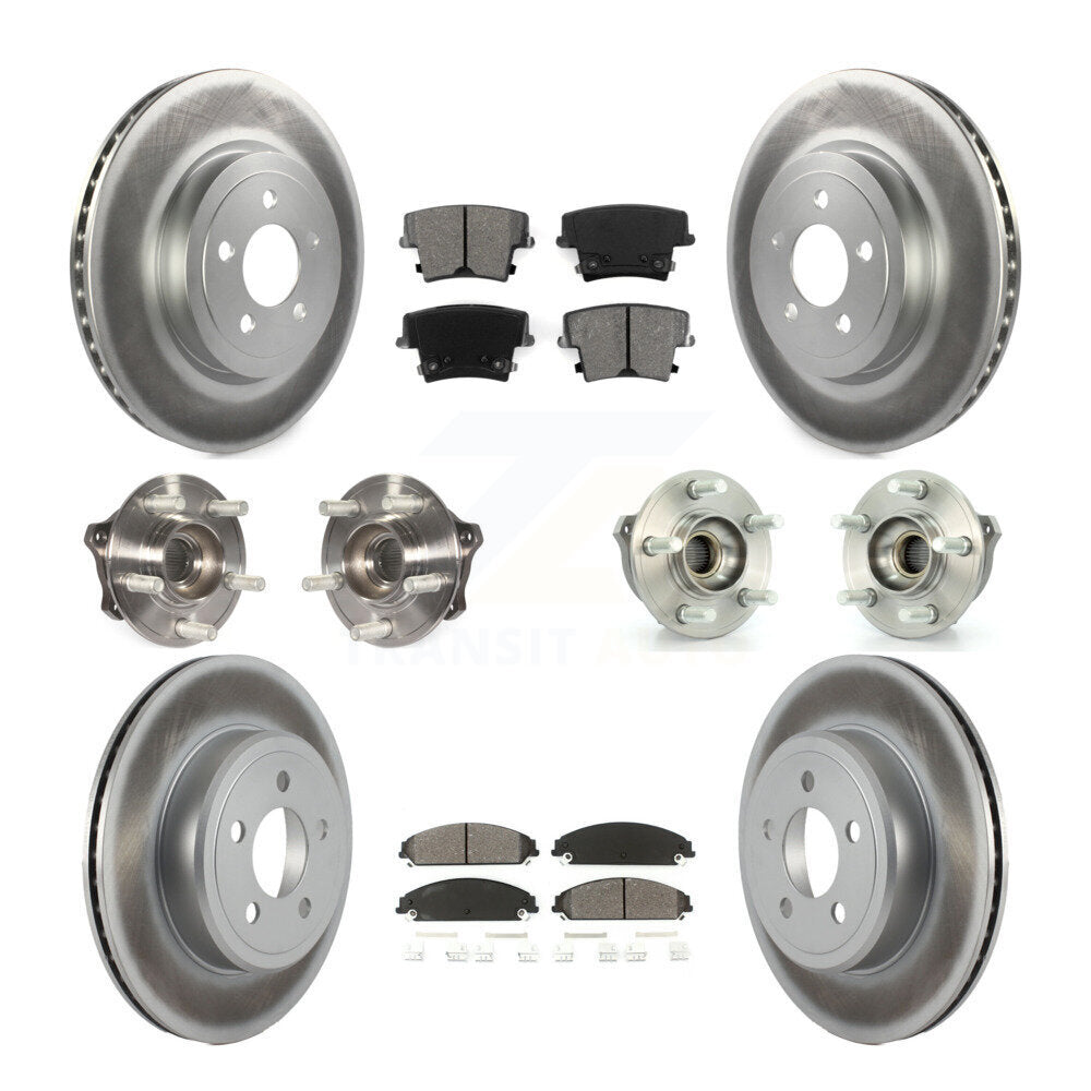 Hub Bearing Coated Brake Rotor & Pad Front Rear Kit (10Pc) For Dodge Charger 300