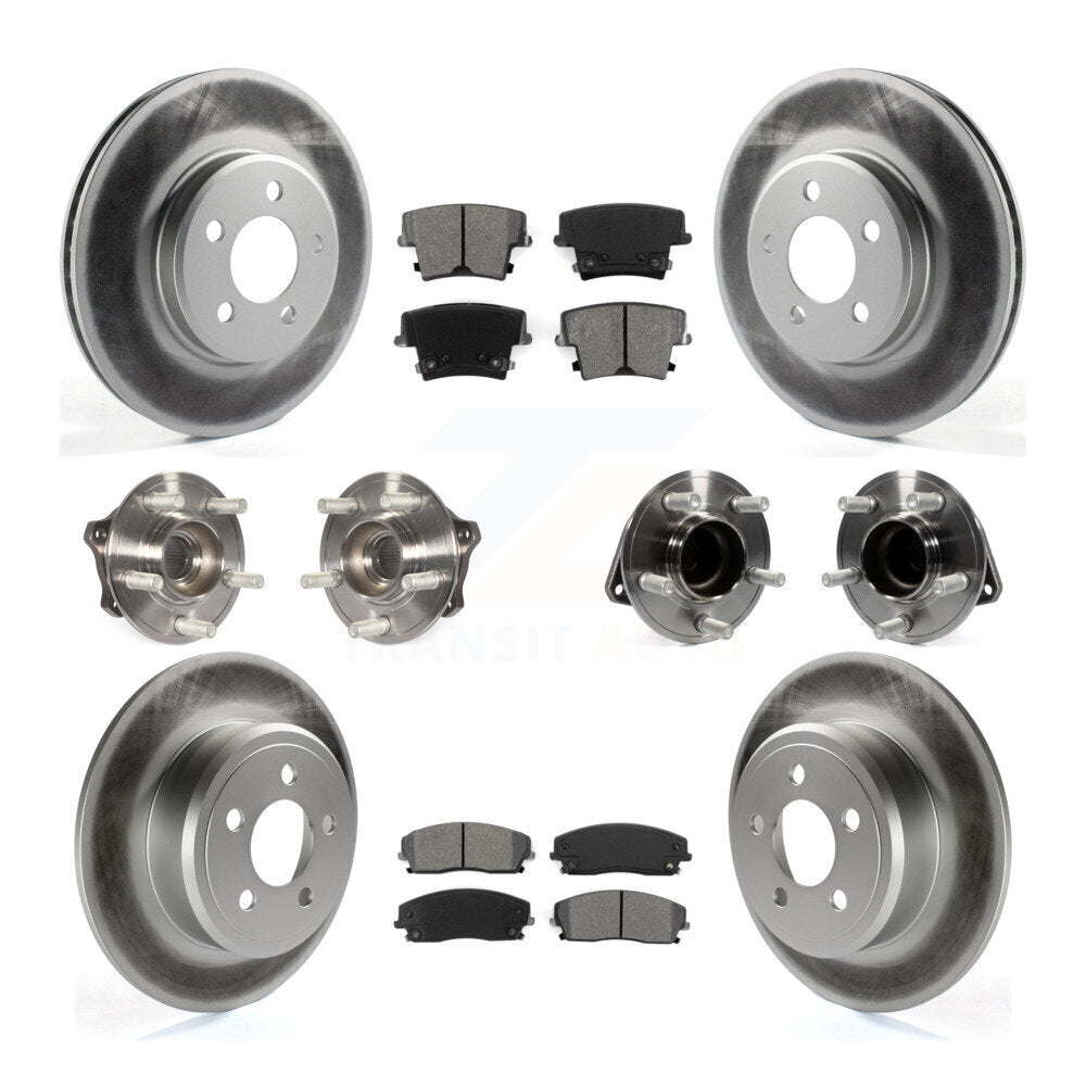 Hub Bearing Coated Brake Rotor & Pad Front Rear Kit (10Pc) For Dodge Charger 300