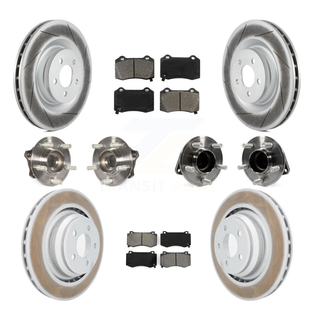 Hub Bearing Coated Disc Brake Rotor Pads Front Rear Kit (10Pc) For Dodge Charger