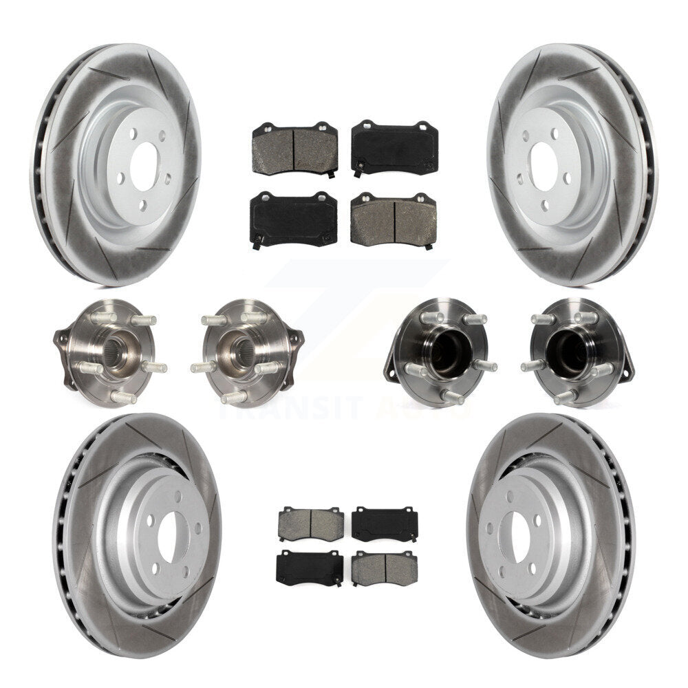 Hub Bearing Coated Disc Brake Rotor Pads Front Rear Kit (10Pc) For Dodge Charger