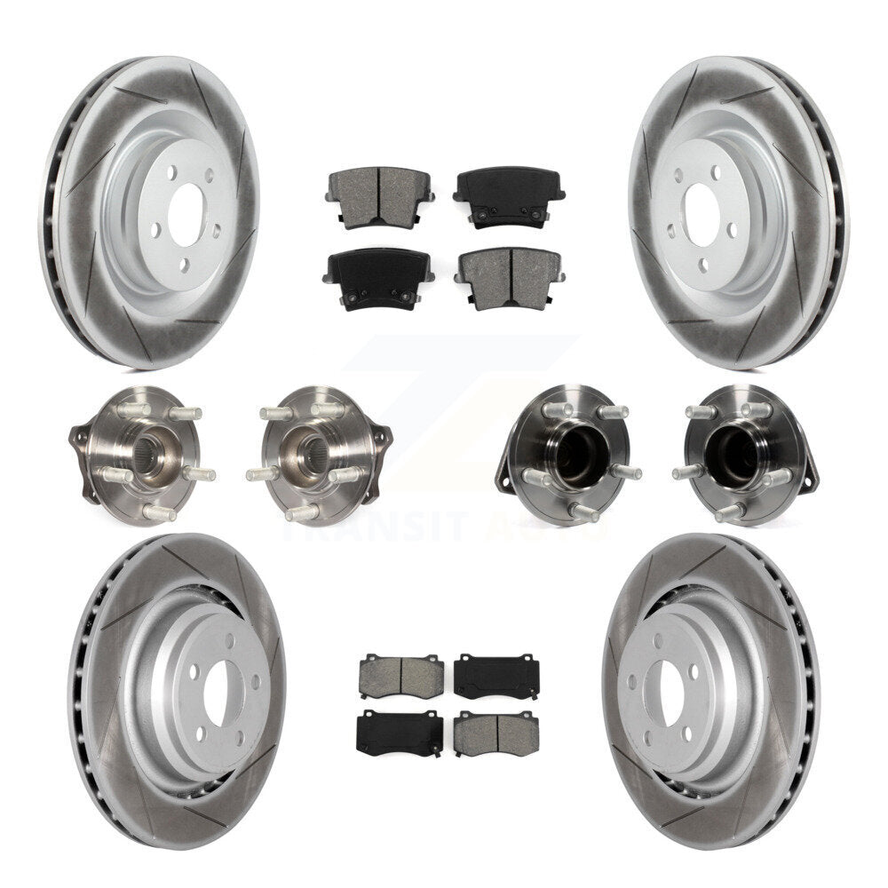 Hub Bearing Coated Disc Brake Rotor Pads Front Rear Kit (10Pc) For Dodge Charger