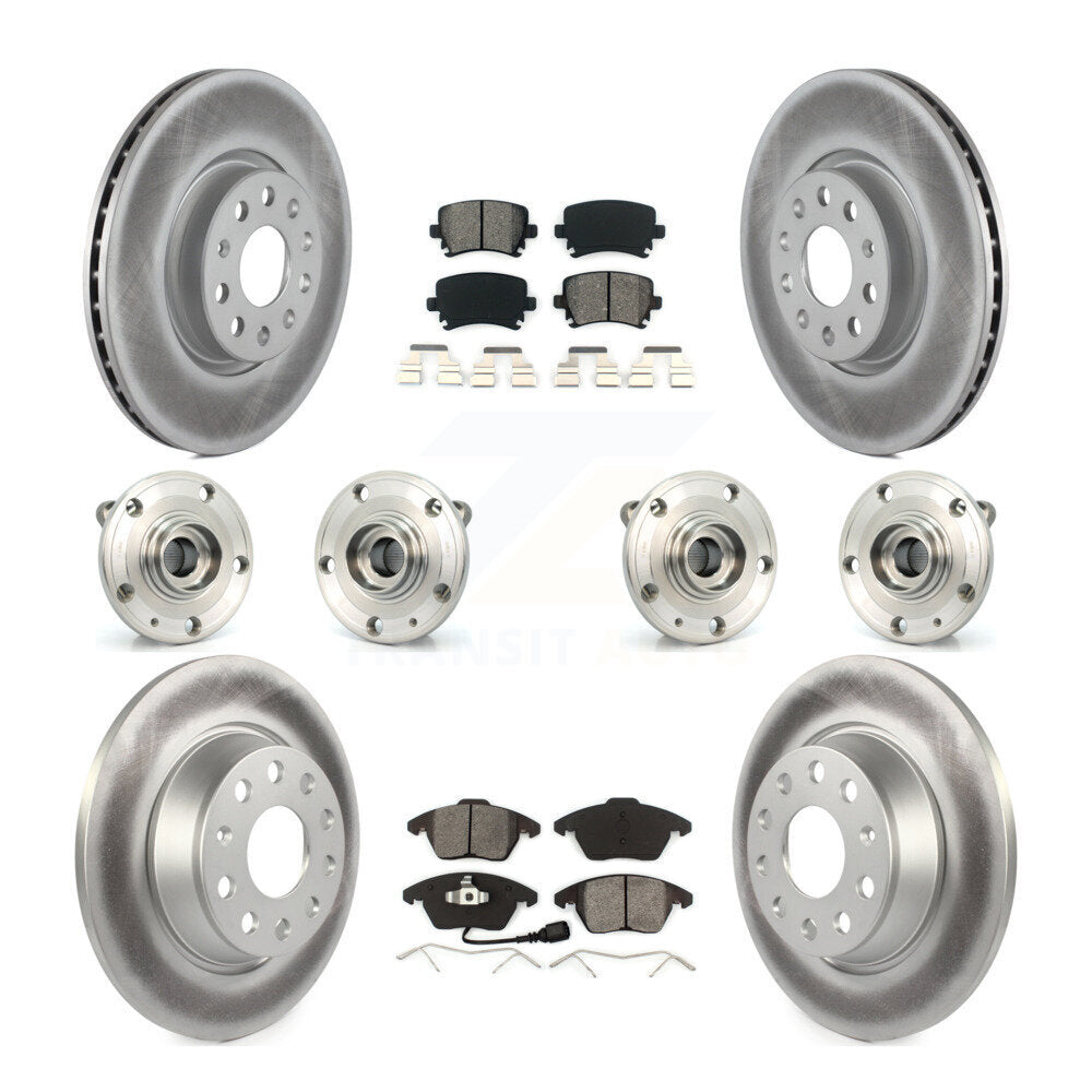 Hub Bearing Coat Brake Rotor Pads Front Rear Kit (10Pc) For Volkswagen Passat CC