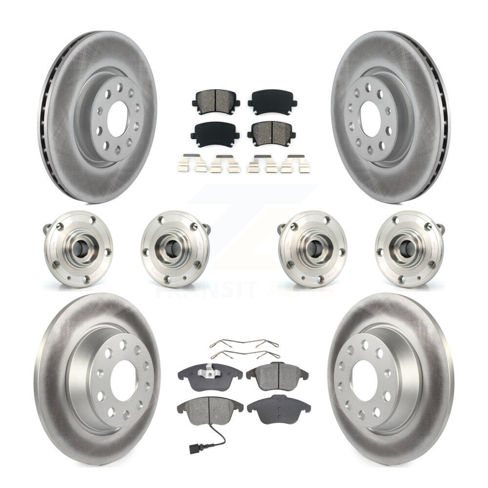 Hub Bearing Coat Brake Rotor Pads Front Rear Kit (10Pc) For Volkswagen Tiguan Q3
