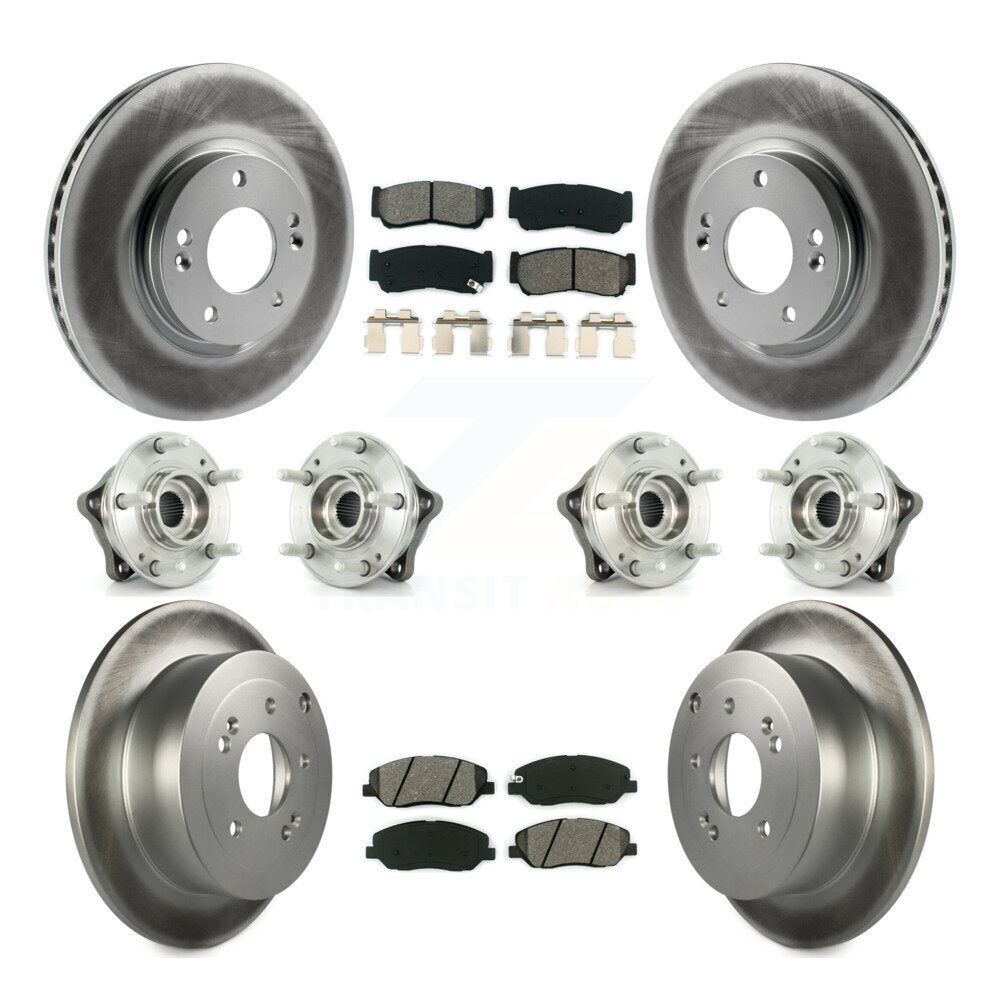 Hub Bearing Coat Brake Rotor Pads Front Rear Kit (10Pc) For Hyundai Santa Fe AWD