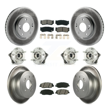 Hub Bearing Coat Brake Rotor Pads Front Rear Kit (10Pc) For Hyundai Santa Fe AWD