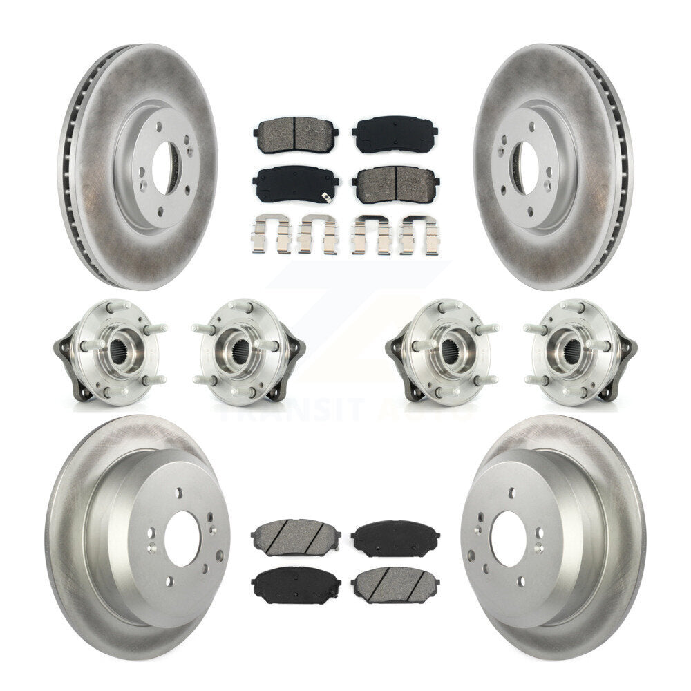 Hub Bearing Coat Brake Rotor Pads Front Rear Kit (10Pc) For Hyundai Veracruz AWD