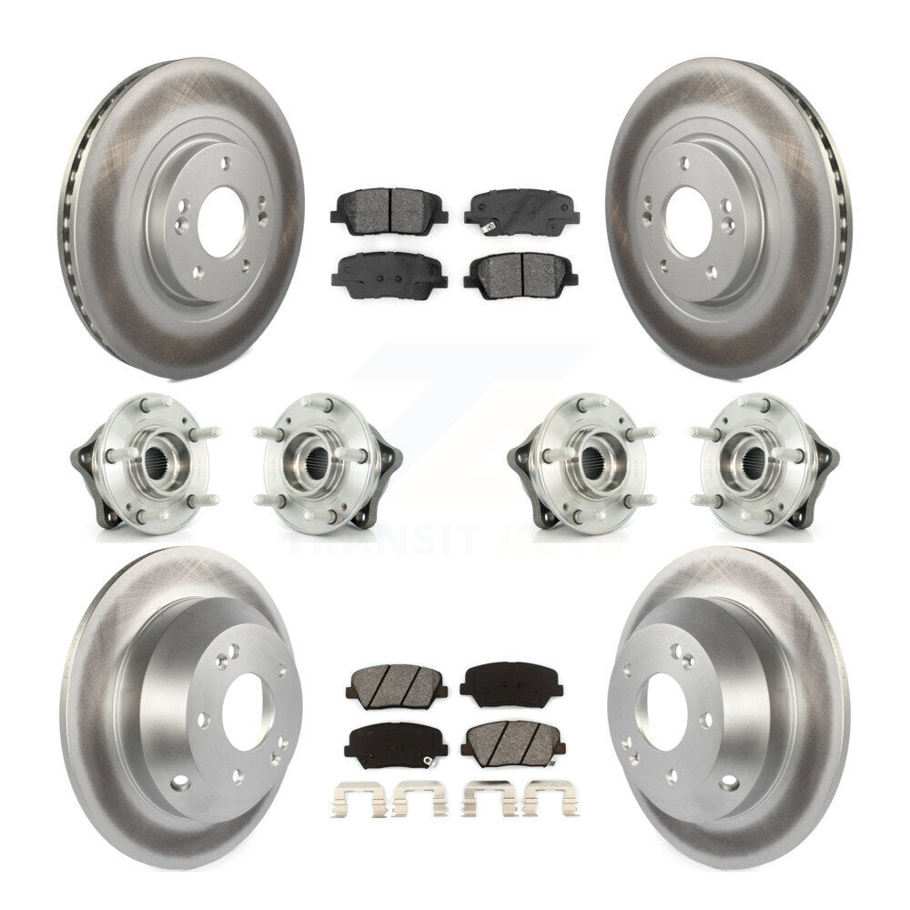 Hub Bearing Coat Brake Rotor Pad Front Rear Kit (10Pc) For 14-15 Kia Sorento AWD