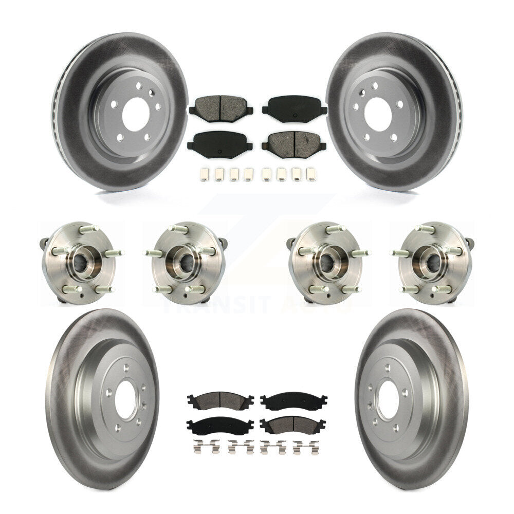 Hub Bearing Coat Brake Rotor Pad Front Rear Kit (10Pc) For 10-12 Ford Taurus SHO