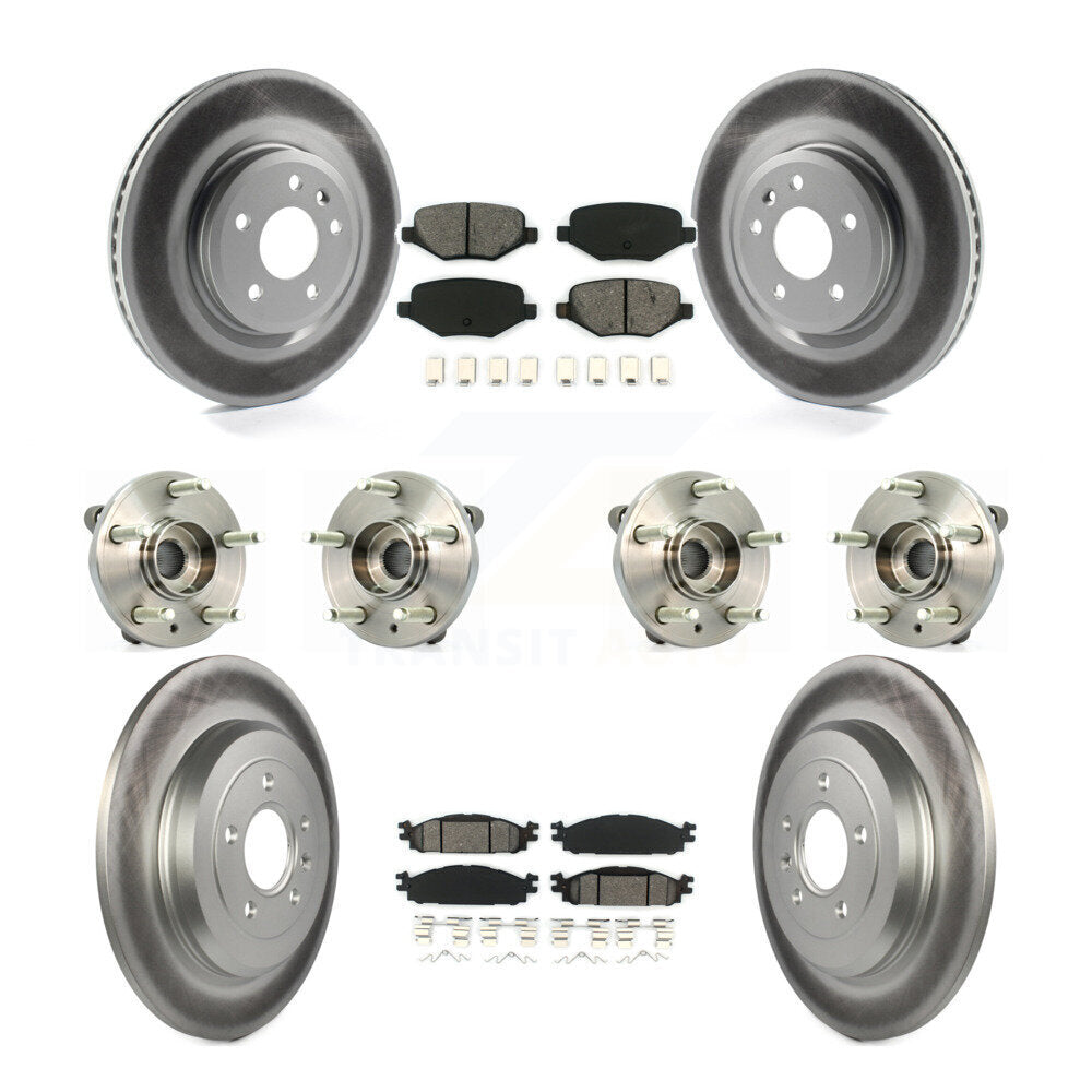 Hub Bearing Coat Brake Rotor Pads Front Rear Kit (10Pc) For Ford Flex Taurus MKT