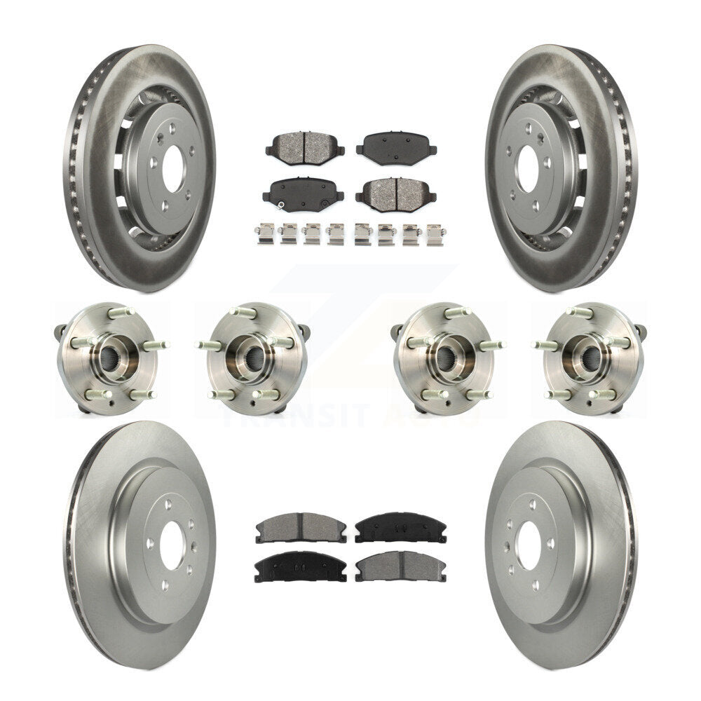 Hub Bearing Coat Brake Rotor Pads Front Rear Kit (10Pc) For Ford Flex Taurus MKS