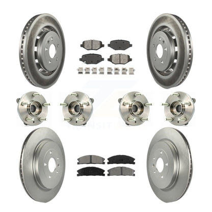 Hub Bearing Coat Brake Rotor Pads Front Rear Kit (10Pc) For Ford Flex Taurus MKS