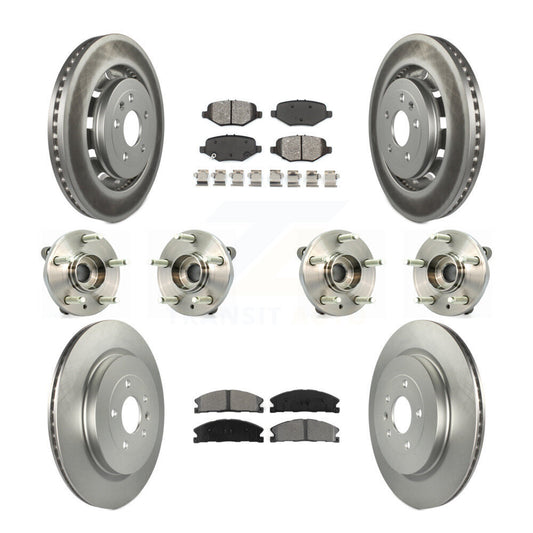 Hub Bearing Coat Brake Rotor Pads Front Rear Kit (10Pc) For Ford Flex Taurus MKS