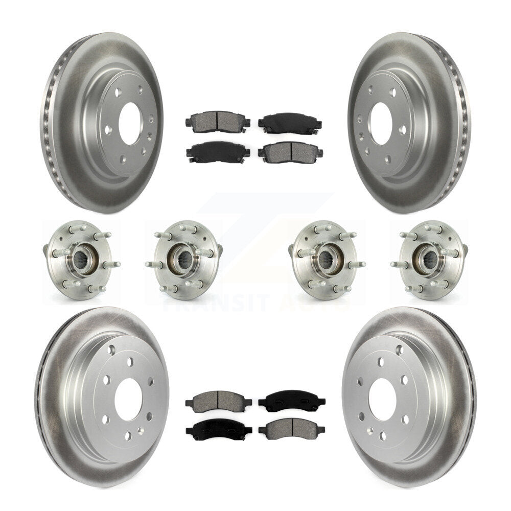 Hub Bearing Coated Brake Rotor & Pads Front Rear Kit (10Pc) For GMC Acadia Buick